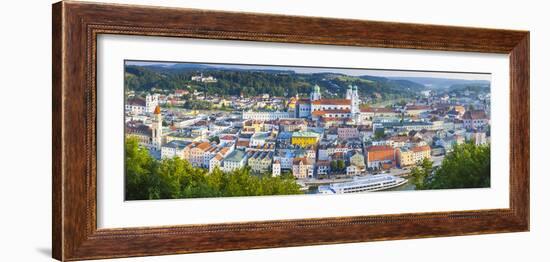Elevated View over Old Town Passau and the River Danube, Passau, Lower Bavaria, Bavaria, Germany-Doug Pearson-Framed Photographic Print