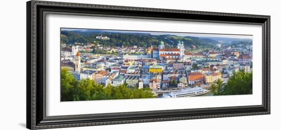 Elevated View over Old Town Passau and the River Danube, Passau, Lower Bavaria, Bavaria, Germany-Doug Pearson-Framed Photographic Print