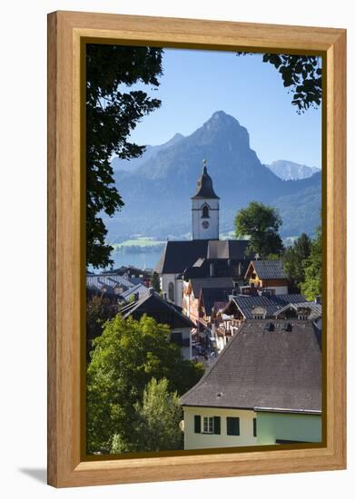 Elevated View over Parish Church and St. Wolfgang, Wolfgangsee Lake, Flachgau-Doug Pearson-Framed Premier Image Canvas