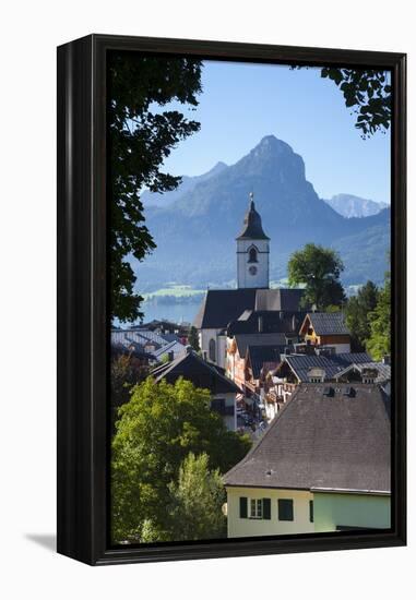 Elevated View over Parish Church and St. Wolfgang, Wolfgangsee Lake, Flachgau-Doug Pearson-Framed Premier Image Canvas