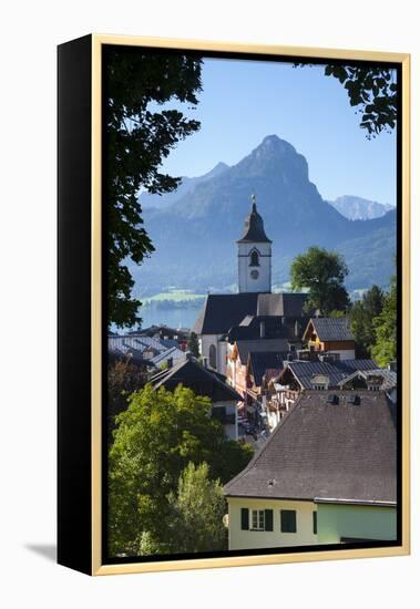 Elevated View over Parish Church and St. Wolfgang, Wolfgangsee Lake, Flachgau-Doug Pearson-Framed Premier Image Canvas