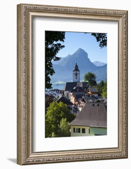 Elevated View over Parish Church and St. Wolfgang, Wolfgangsee Lake, Flachgau-Doug Pearson-Framed Photographic Print