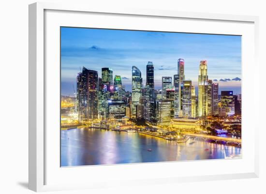 Elevated View over Singapore City Centre and Marina Bay, Singapore, Southeast Asia, Asia-Gavin Hellier-Framed Photographic Print