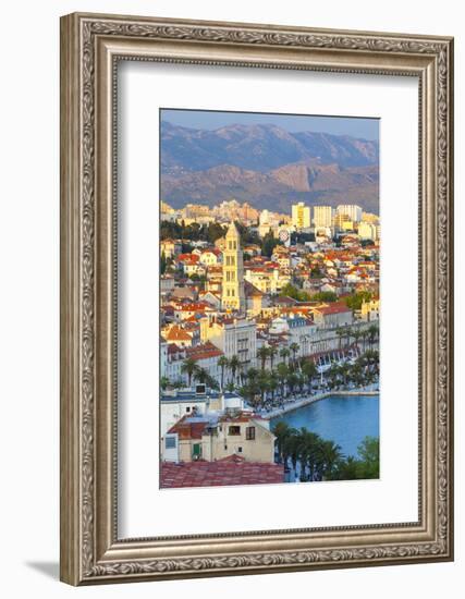 Elevated View over Split's Picturesque Stari Grad and Harbour Illuminated at Sunset-Doug Pearson-Framed Photographic Print