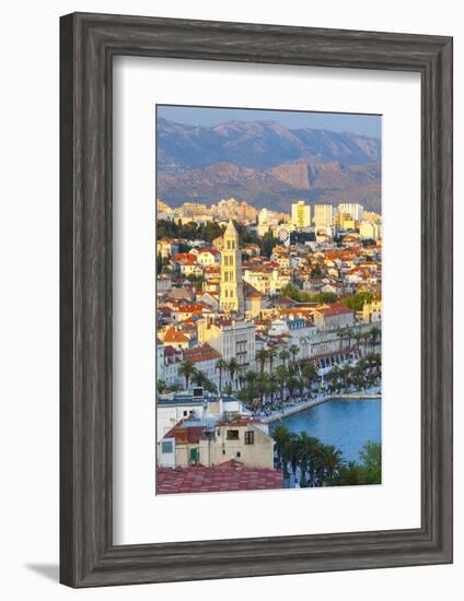 Elevated View over Split's Picturesque Stari Grad and Harbour Illuminated at Sunset-Doug Pearson-Framed Photographic Print