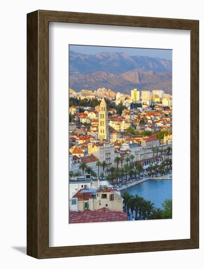 Elevated View over Split's Picturesque Stari Grad and Harbour Illuminated at Sunset-Doug Pearson-Framed Photographic Print