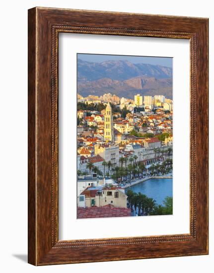 Elevated View over Split's Picturesque Stari Grad and Harbour Illuminated at Sunset-Doug Pearson-Framed Photographic Print