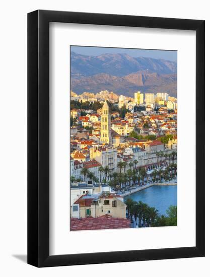 Elevated View over Split's Picturesque Stari Grad and Harbour Illuminated at Sunset-Doug Pearson-Framed Photographic Print