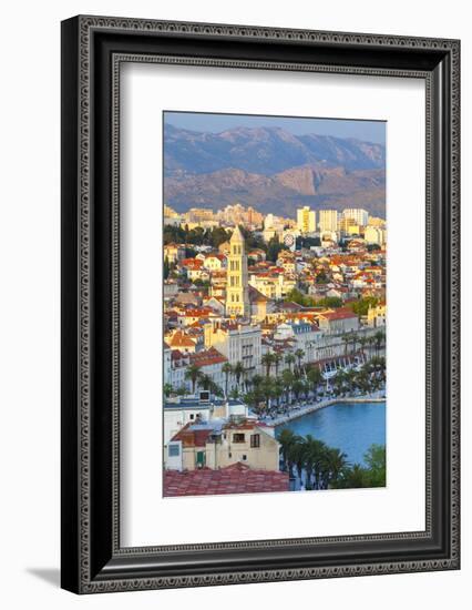 Elevated View over Split's Picturesque Stari Grad and Harbour Illuminated at Sunset-Doug Pearson-Framed Photographic Print