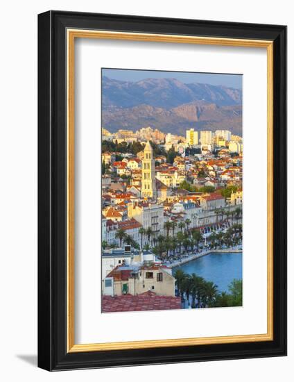 Elevated View over Split's Picturesque Stari Grad and Harbour Illuminated at Sunset-Doug Pearson-Framed Photographic Print