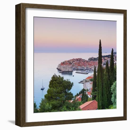 Elevated View over Stari Grad (Old Town) Illuminated at Sunrise, Dubrovnik, Dalmatia, Croatia-Doug Pearson-Framed Photographic Print