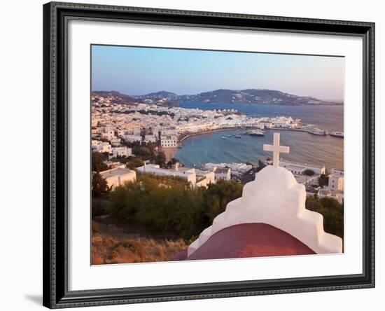 Elevated View Over the Harbour and Old Town, Mykonos (Hora), Cyclades Islands, Greece-Gavin Hellier-Framed Photographic Print