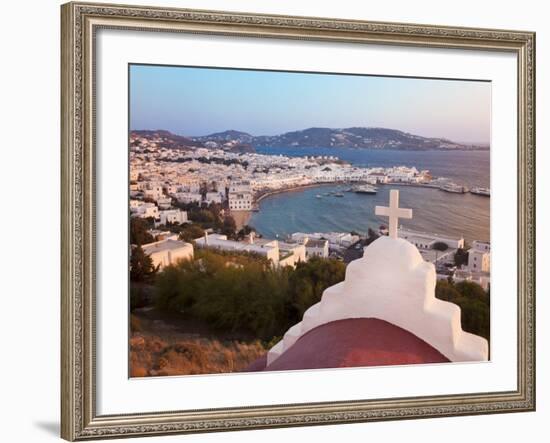 Elevated View Over the Harbour and Old Town, Mykonos (Hora), Cyclades Islands, Greece-Gavin Hellier-Framed Photographic Print