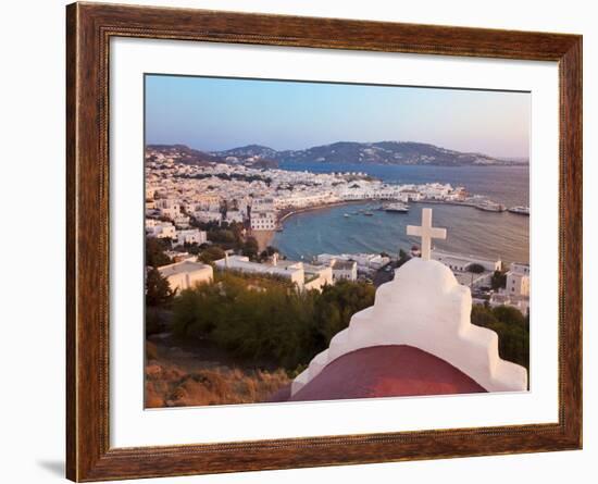 Elevated View Over the Harbour and Old Town, Mykonos (Hora), Cyclades Islands, Greece-Gavin Hellier-Framed Photographic Print