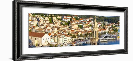 Elevated View over the Picturesque Harbour Town of Hvar, Hvar, Dalmatia, Croatia, Europe-Doug Pearson-Framed Photographic Print