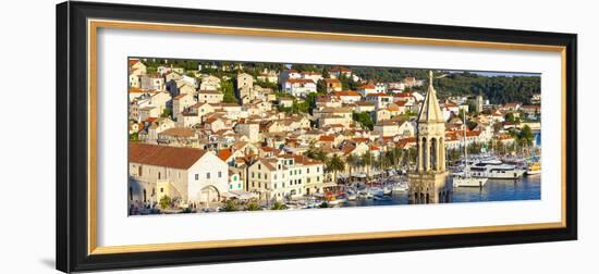 Elevated View over the Picturesque Harbour Town of Hvar, Hvar, Dalmatia, Croatia, Europe-Doug Pearson-Framed Photographic Print