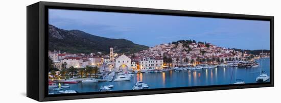 Elevated View over the Picturesque Harbour Town of Hvar, Hvar, Dalmatia, Croatia-Doug Pearson-Framed Premier Image Canvas