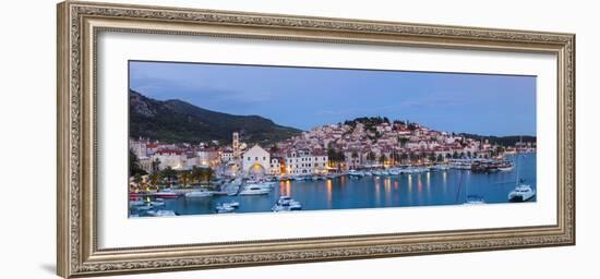 Elevated View over the Picturesque Harbour Town of Hvar, Hvar, Dalmatia, Croatia-Doug Pearson-Framed Photographic Print