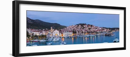 Elevated View over the Picturesque Harbour Town of Hvar, Hvar, Dalmatia, Croatia-Doug Pearson-Framed Photographic Print