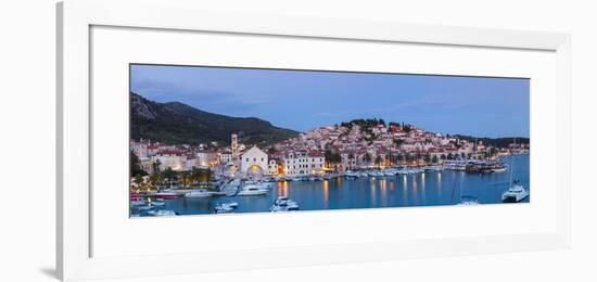 Elevated View over the Picturesque Harbour Town of Hvar, Hvar, Dalmatia, Croatia-Doug Pearson-Framed Photographic Print