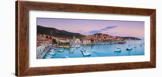 Elevated View over the Picturesque Harbour Town of Hvar, Hvar, Dalmatia, Croatia-Doug Pearson-Framed Photographic Print