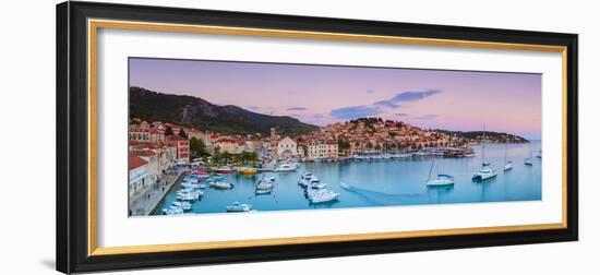 Elevated View over the Picturesque Harbour Town of Hvar, Hvar, Dalmatia, Croatia-Doug Pearson-Framed Photographic Print