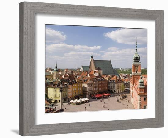 Elevated View Over the Royal Castle and Castle Square, Old Town, Warsaw, Poland-Gavin Hellier-Framed Photographic Print