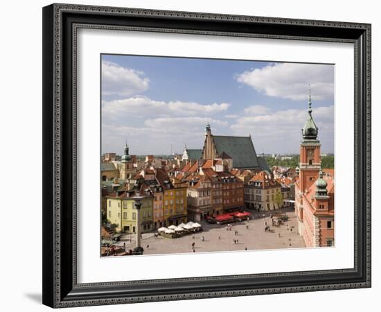 Elevated View Over the Royal Castle and Castle Square, Old Town, Warsaw, Poland-Gavin Hellier-Framed Photographic Print