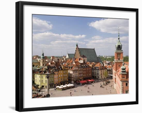 Elevated View Over the Royal Castle and Castle Square, Old Town, Warsaw, Poland-Gavin Hellier-Framed Photographic Print