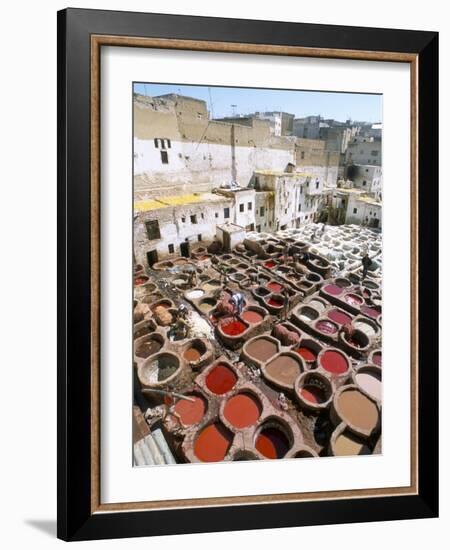 Elevated View Over Vats of Dye, the Tanneries, Fez, Morocco, North Africa, Africa-R H Productions-Framed Photographic Print