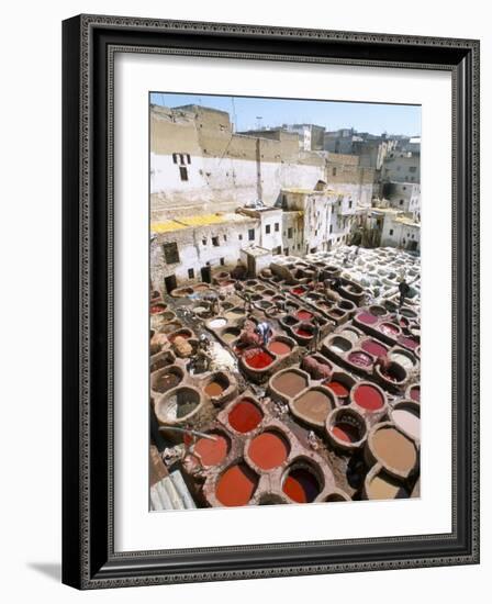 Elevated View Over Vats of Dye, the Tanneries, Fez, Morocco, North Africa, Africa-R H Productions-Framed Photographic Print