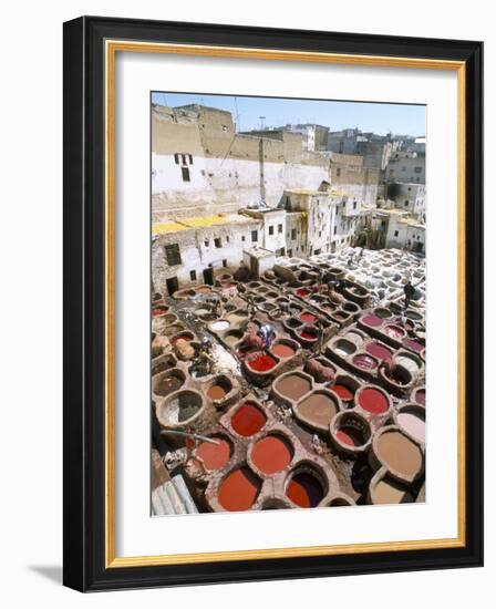 Elevated View Over Vats of Dye, the Tanneries, Fez, Morocco, North Africa, Africa-R H Productions-Framed Photographic Print