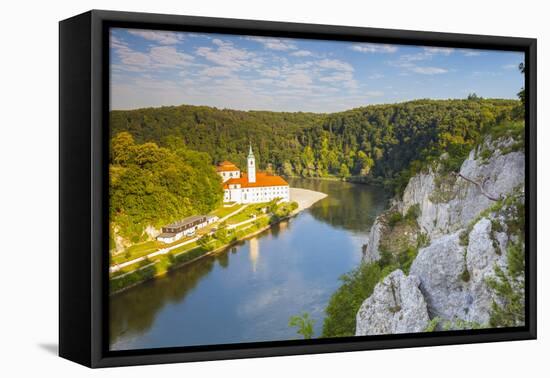 Elevated View over Weltenburg Abbey and the River Danube, Lower Bavaria, Bavaria, Germany-Doug Pearson-Framed Premier Image Canvas
