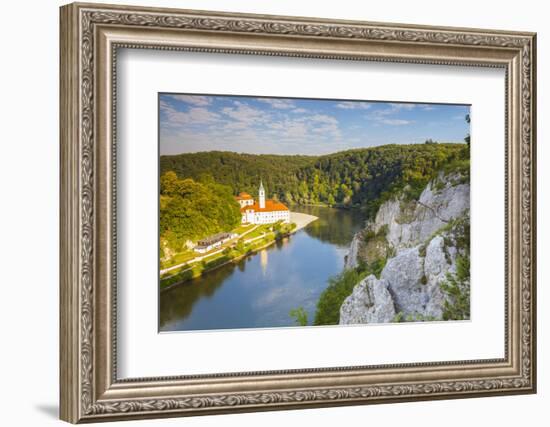 Elevated View over Weltenburg Abbey and the River Danube, Lower Bavaria, Bavaria, Germany-Doug Pearson-Framed Photographic Print