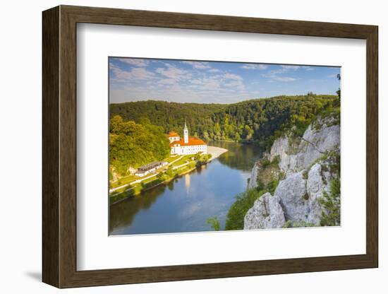 Elevated View over Weltenburg Abbey and the River Danube, Lower Bavaria, Bavaria, Germany-Doug Pearson-Framed Photographic Print