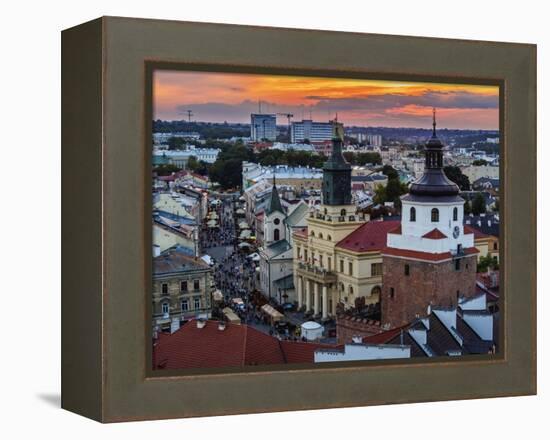 Elevated view towards the Krakow Gate, City Hall and Krakowskie Przedmiesc, Old Town, City of Lubli-Karol Kozlowski-Framed Premier Image Canvas