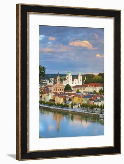 Elevated View Towards the Picturesque City of Passau at Sunset, Passau, Lower Bavaria-Doug Pearson-Framed Photographic Print