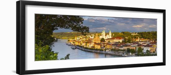 Elevated View Towards the Picturesque City of Passau Illuminated at Sunset, Passau, Lower Bavaria-Doug Pearson-Framed Photographic Print