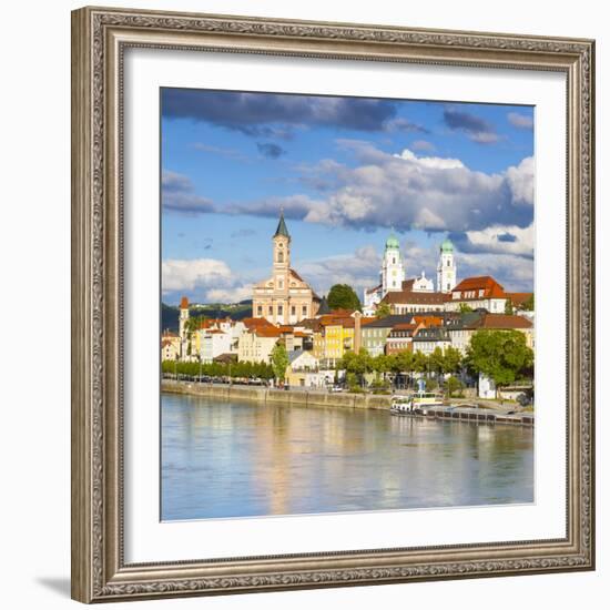 Elevated View Towards the Picturesque City of Passau, Passau, Lower Bavaria, Bavaria, Germany-Doug Pearson-Framed Photographic Print