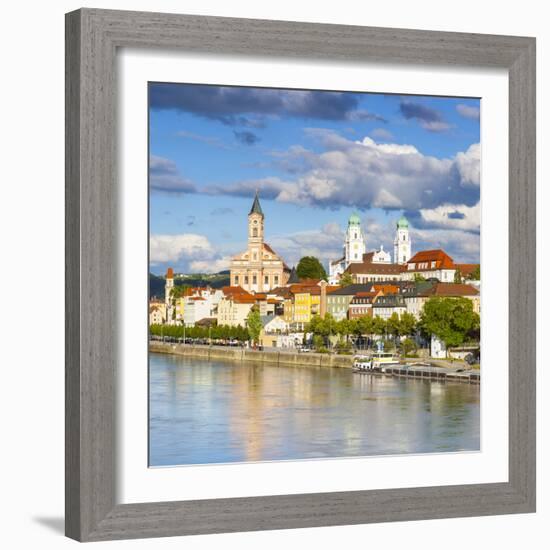 Elevated View Towards the Picturesque City of Passau, Passau, Lower Bavaria, Bavaria, Germany-Doug Pearson-Framed Photographic Print