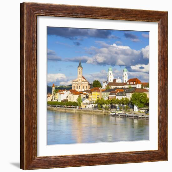 Elevated View Towards the Picturesque City of Passau, Passau, Lower Bavaria, Bavaria, Germany-Doug Pearson-Framed Photographic Print