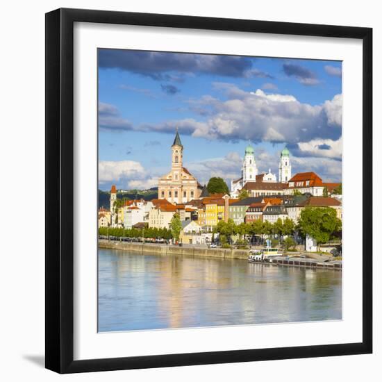 Elevated View Towards the Picturesque City of Passau, Passau, Lower Bavaria, Bavaria, Germany-Doug Pearson-Framed Photographic Print