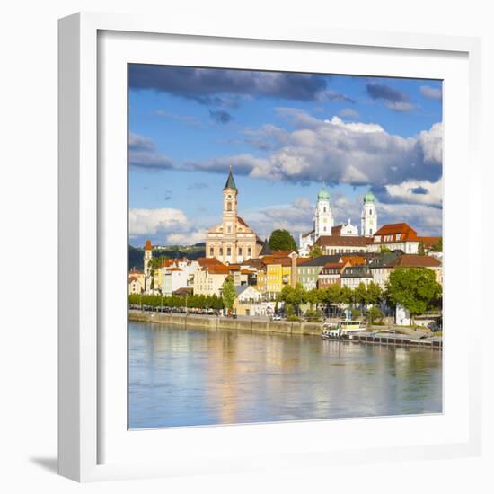 Elevated View Towards the Picturesque City of Passau, Passau, Lower Bavaria, Bavaria, Germany-Doug Pearson-Framed Photographic Print