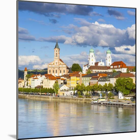 Elevated View Towards the Picturesque City of Passau, Passau, Lower Bavaria, Bavaria, Germany-Doug Pearson-Mounted Photographic Print
