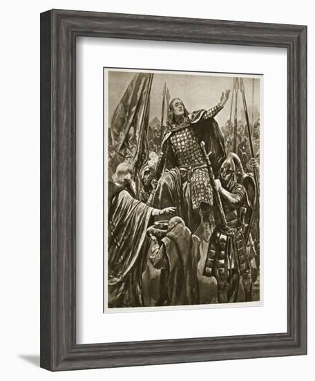 Elevation of Edward the Elder at Coronation at Kingston-On-Thames, 'The Illustrated London News'-Richard Caton Woodville-Framed Giclee Print