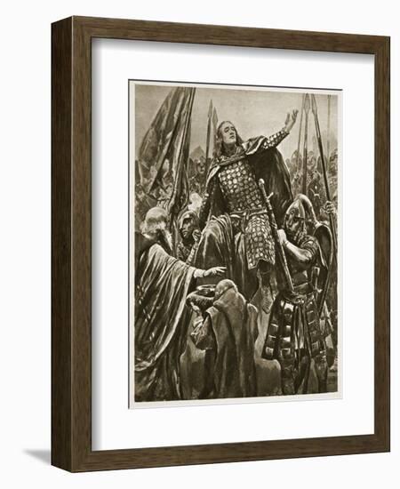 Elevation of Edward the Elder at Coronation at Kingston-On-Thames, 'The Illustrated London News'-Richard Caton Woodville-Framed Giclee Print