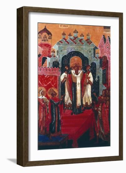 Elevation of the Cross During a Russian Orthodox Service, 19th Century-null-Framed Giclee Print