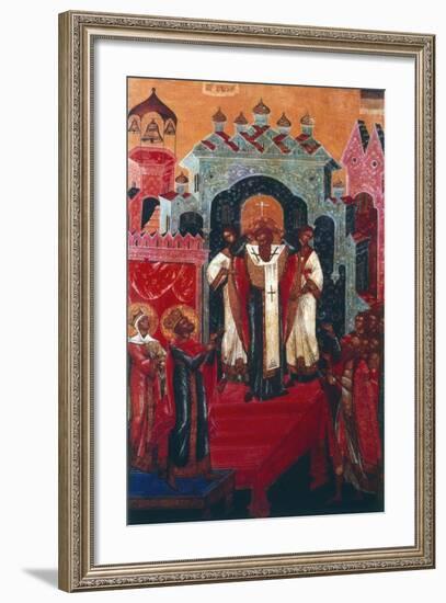 Elevation of the Cross During a Russian Orthodox Service, 19th Century-null-Framed Giclee Print