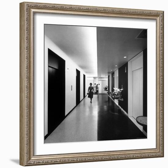 Elevator Bank in the New Time and Life Building-Andreas Feininger-Framed Photographic Print