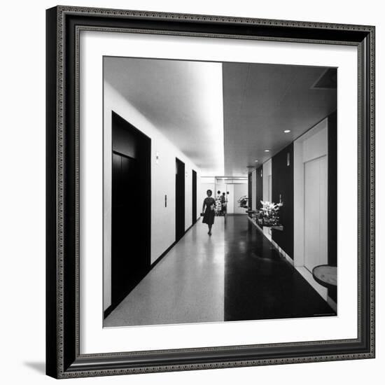 Elevator Bank in the New Time and Life Building-Andreas Feininger-Framed Photographic Print